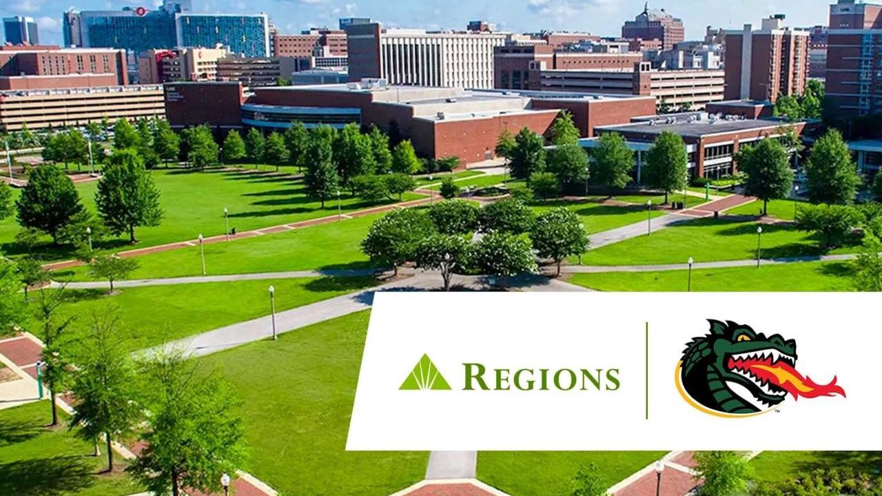 UAB campus with Regions Bank logo