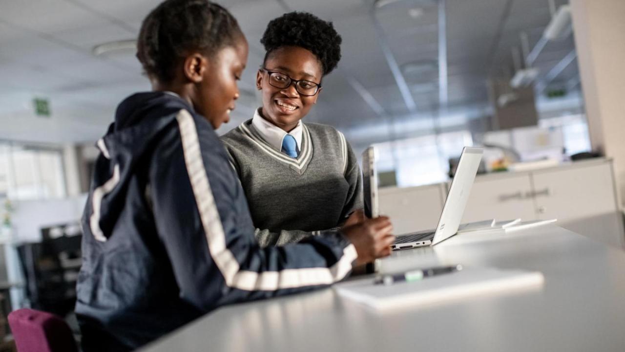 two students working together 