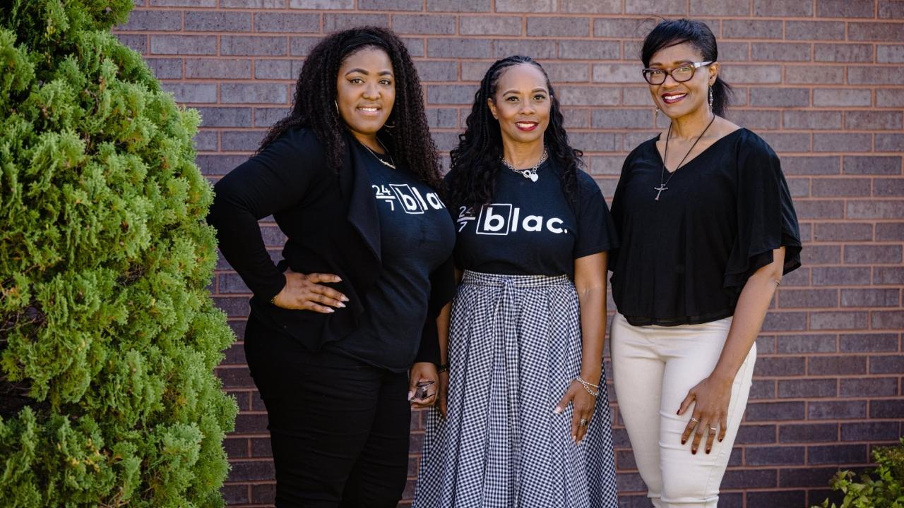 From left to right: 24/7 Blac leaders Joy Briscoe (Executive Director), Sharina Sallis (President) and Reshonda Young (Accelerator Director)