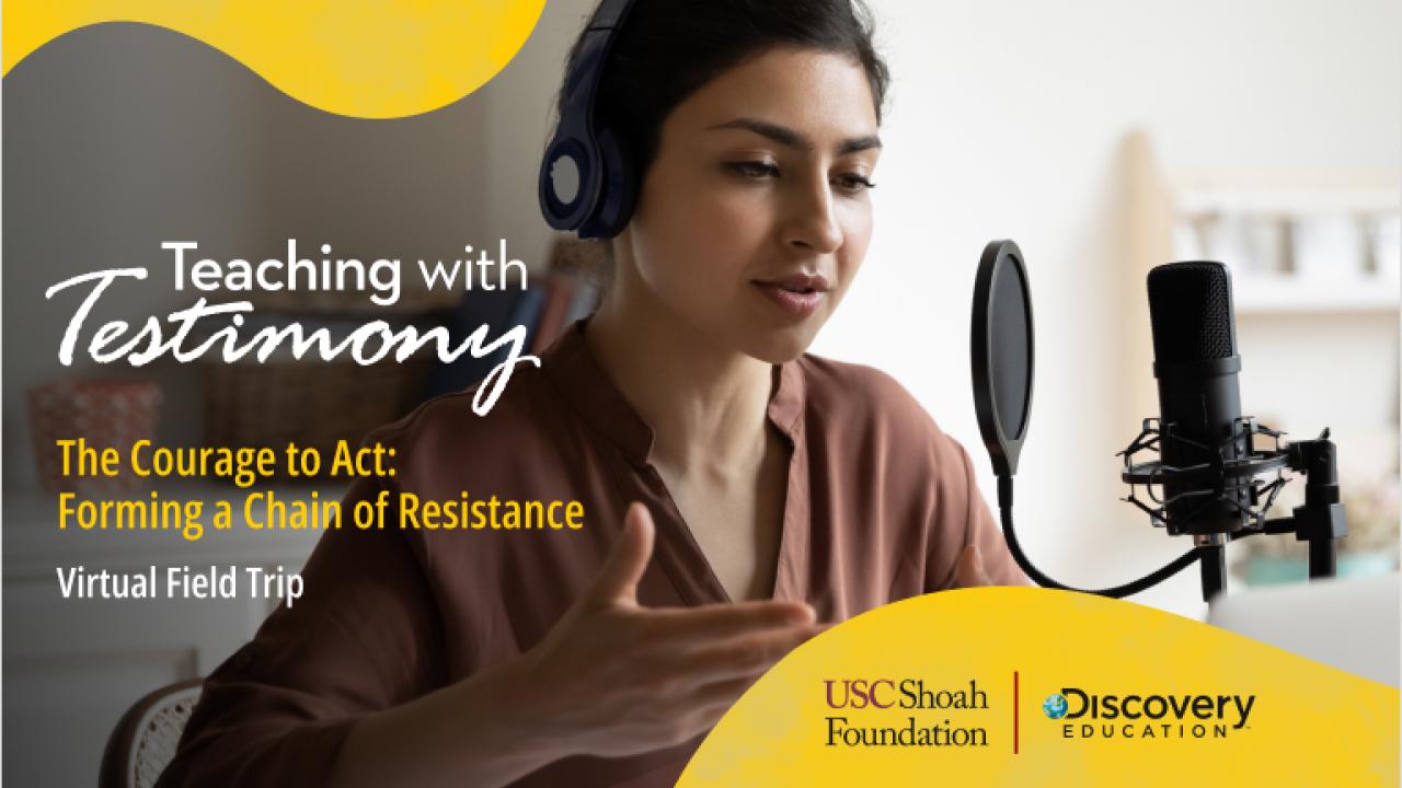 Person recording a podcast