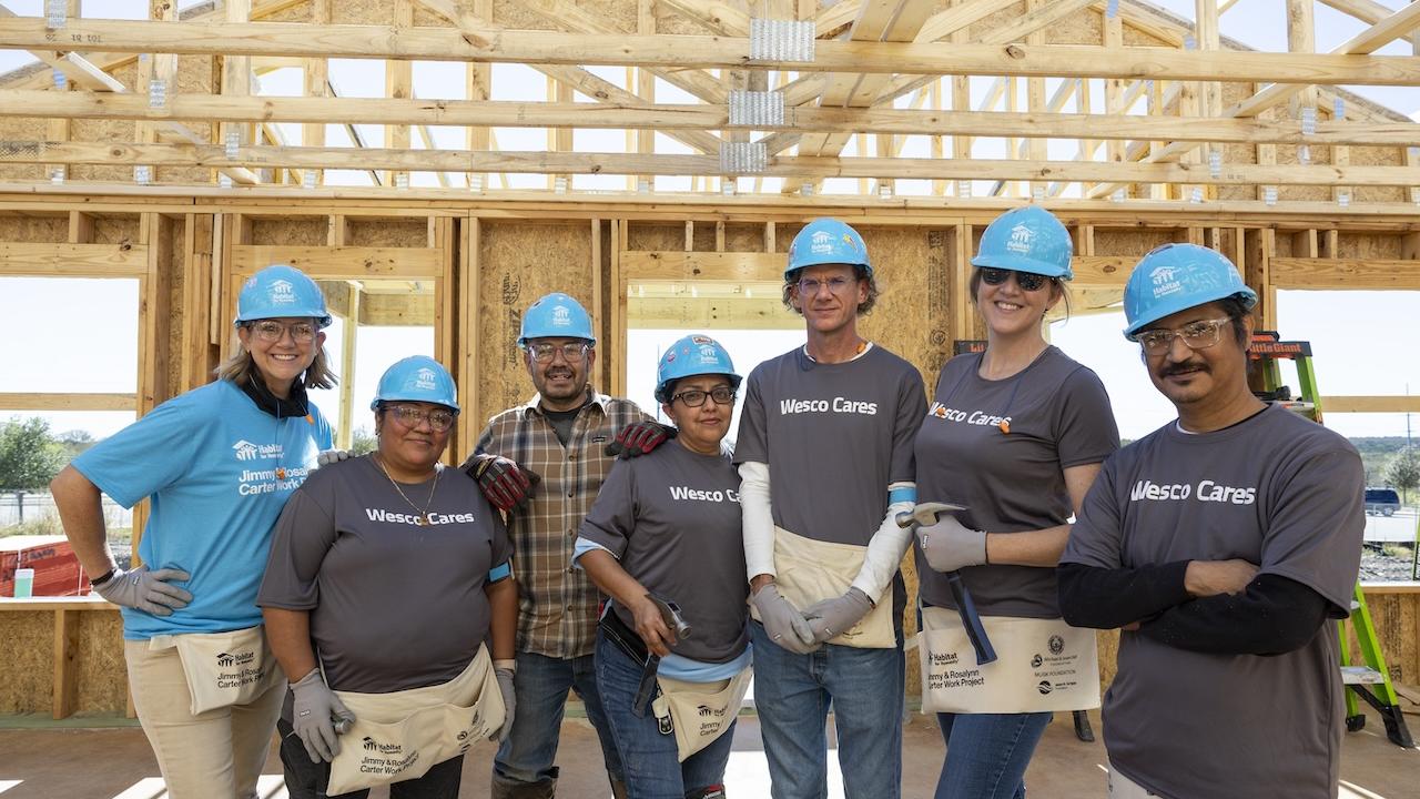 Wesco volunteers working at the Jimmy and Rosalynn Carter worksite.