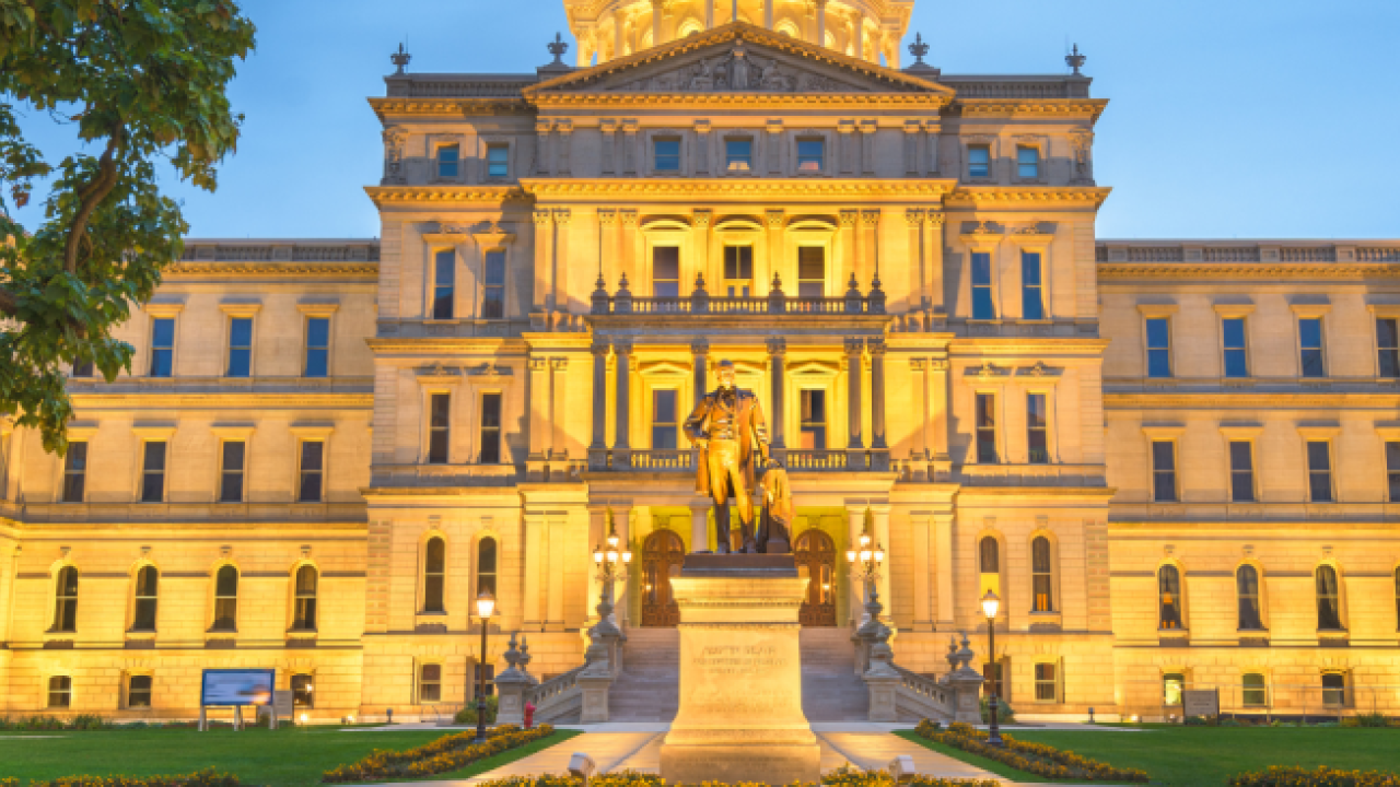 Legislative building at dusk