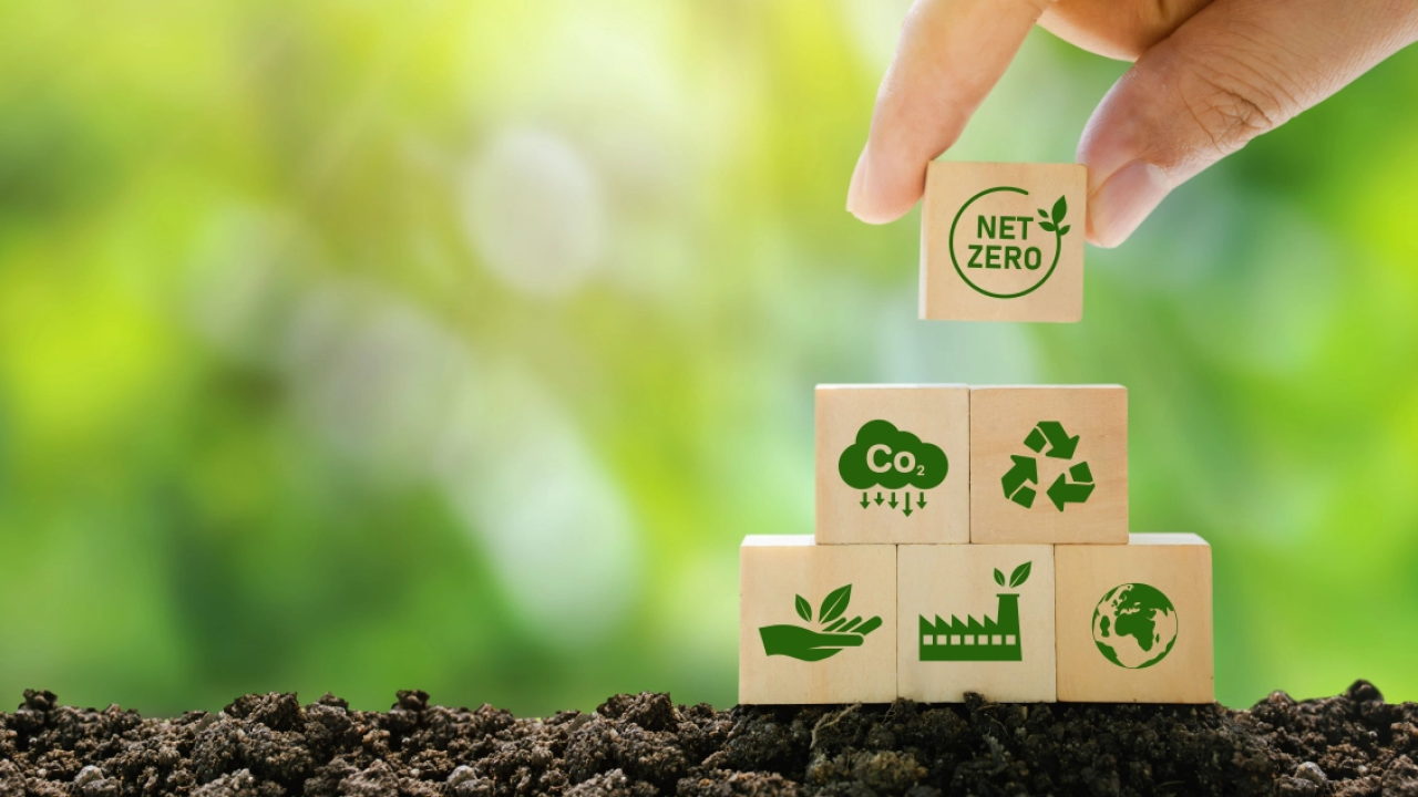 blocks with green recycling symbols