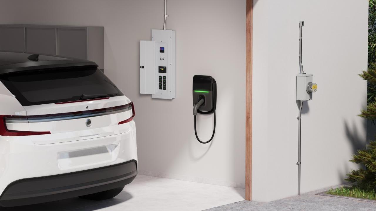 Electric car in garage 