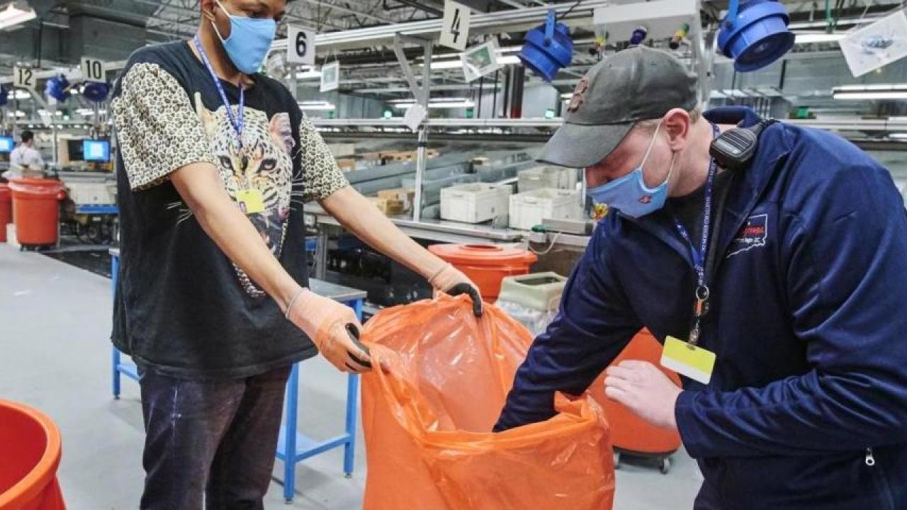 employees collecting garbage