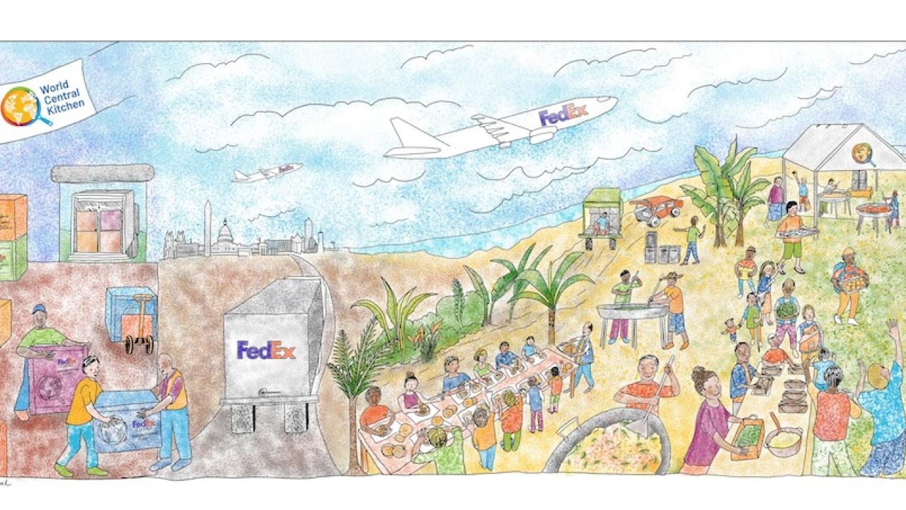 World Central Kitchen and FedEx mural
