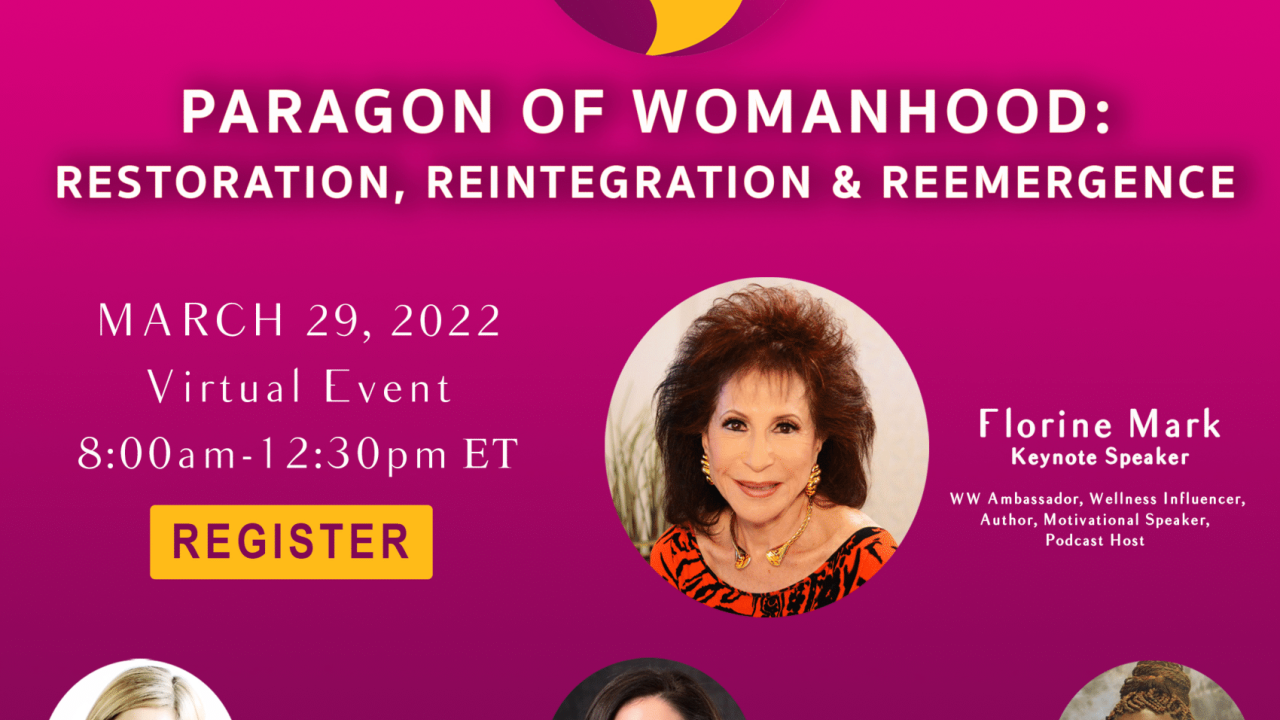 "Paragon of Womanhood: Resoration, Reinegration & Reemergence, March 29, 2022 Virtual Event 8am - 12:30pm ET"
