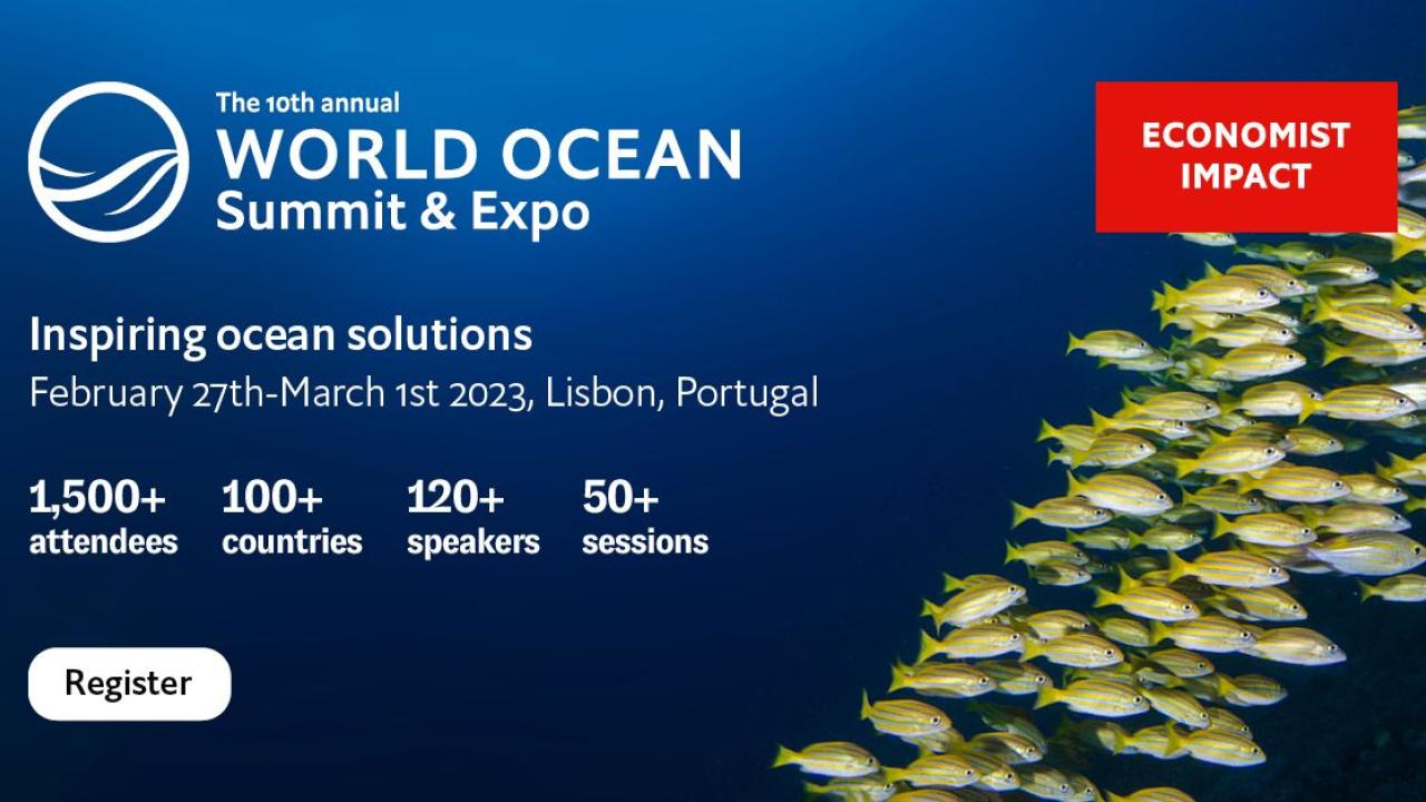 School of fish on infographic for World Ocean Summit and Expo