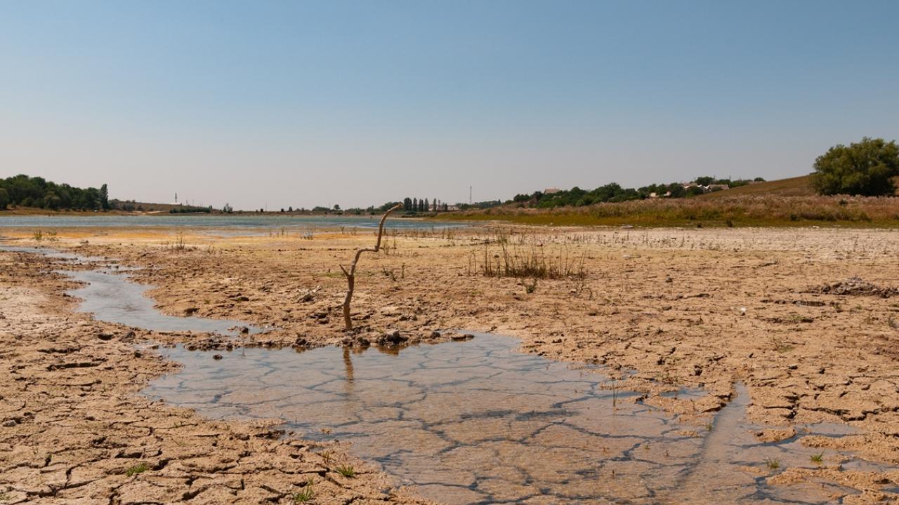 Landscape of a dry water basin