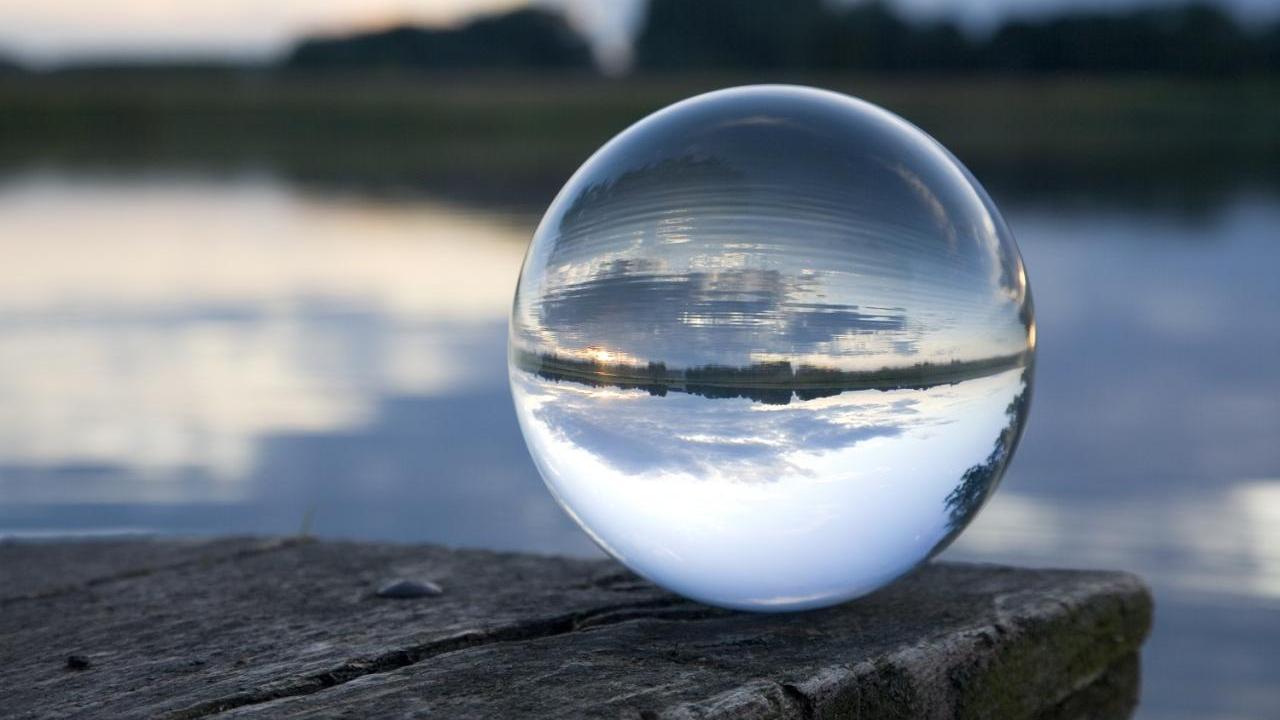 Water Through Glass Sphere