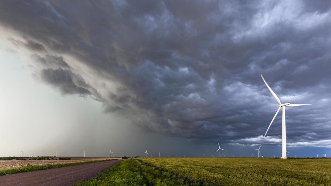 Storm looming over a field