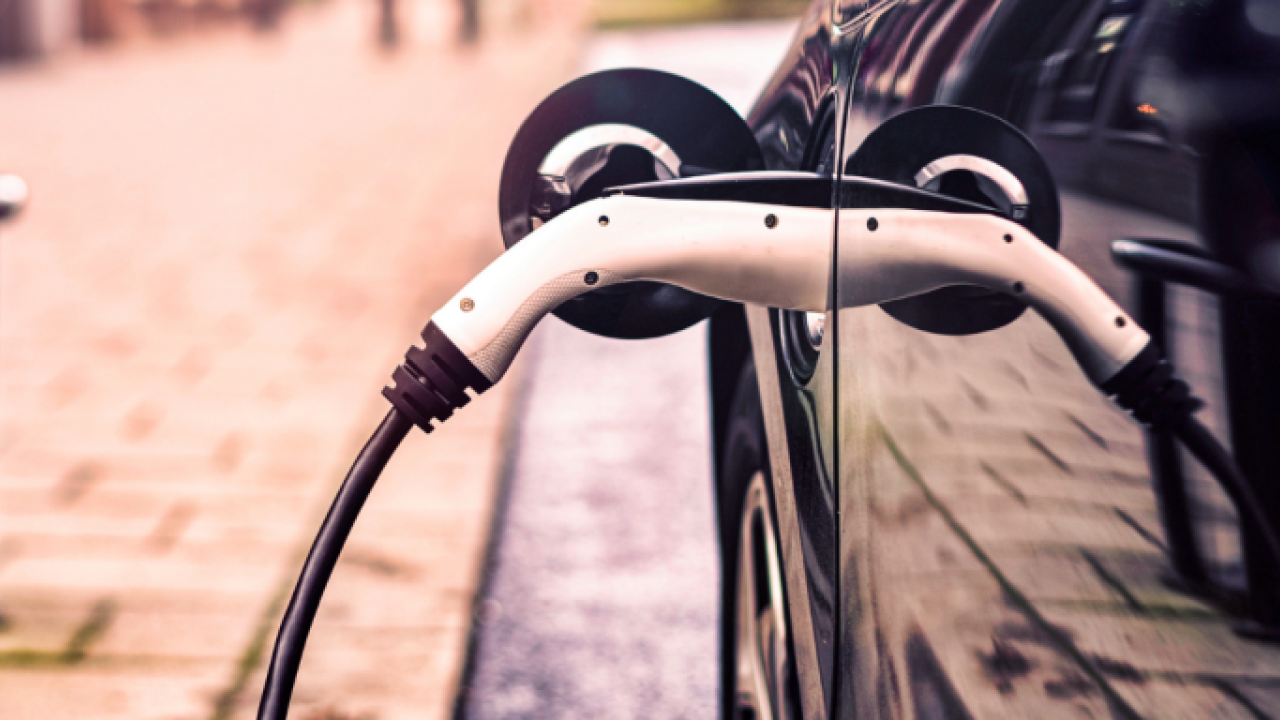 An electric car charging