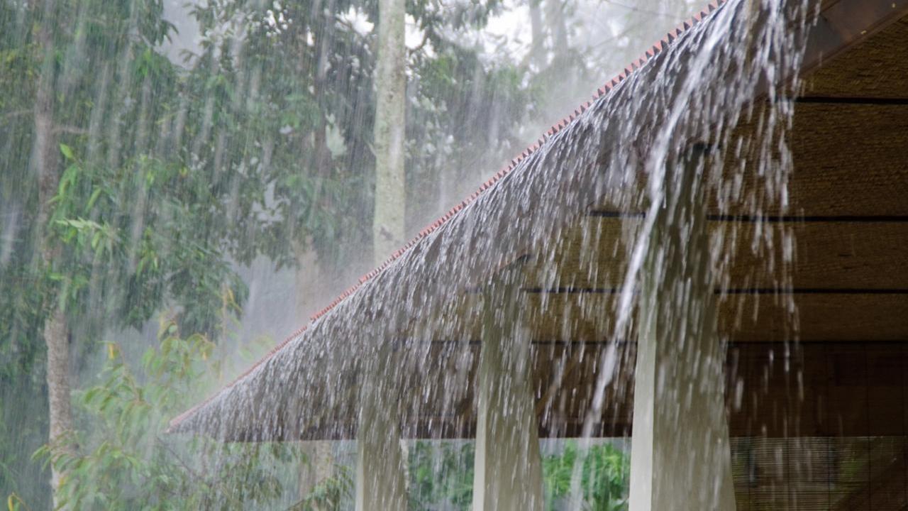Heavy rain runoff from roof