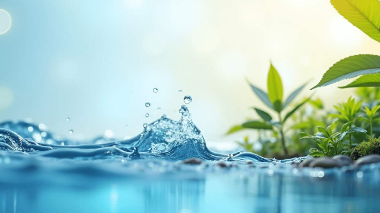 Water with plants on the shore