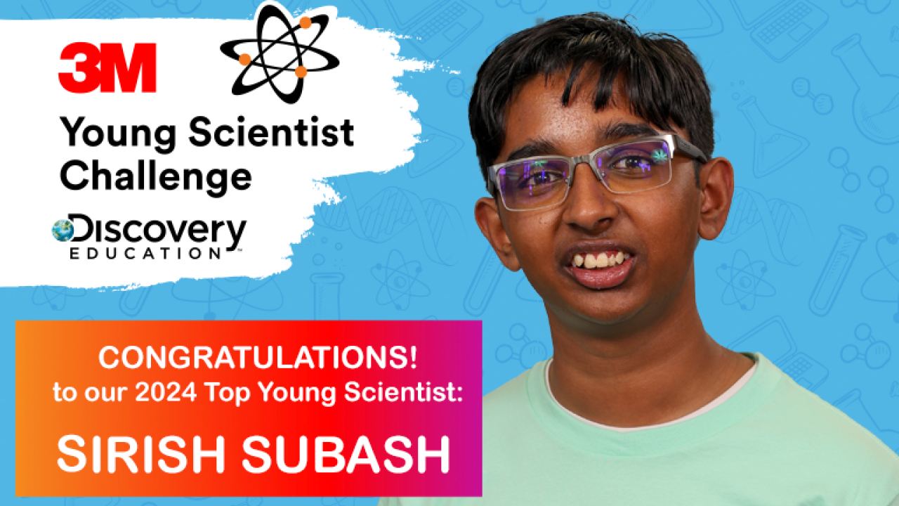 2024 3M Young Scientist Challenge winner, Sirish Subash