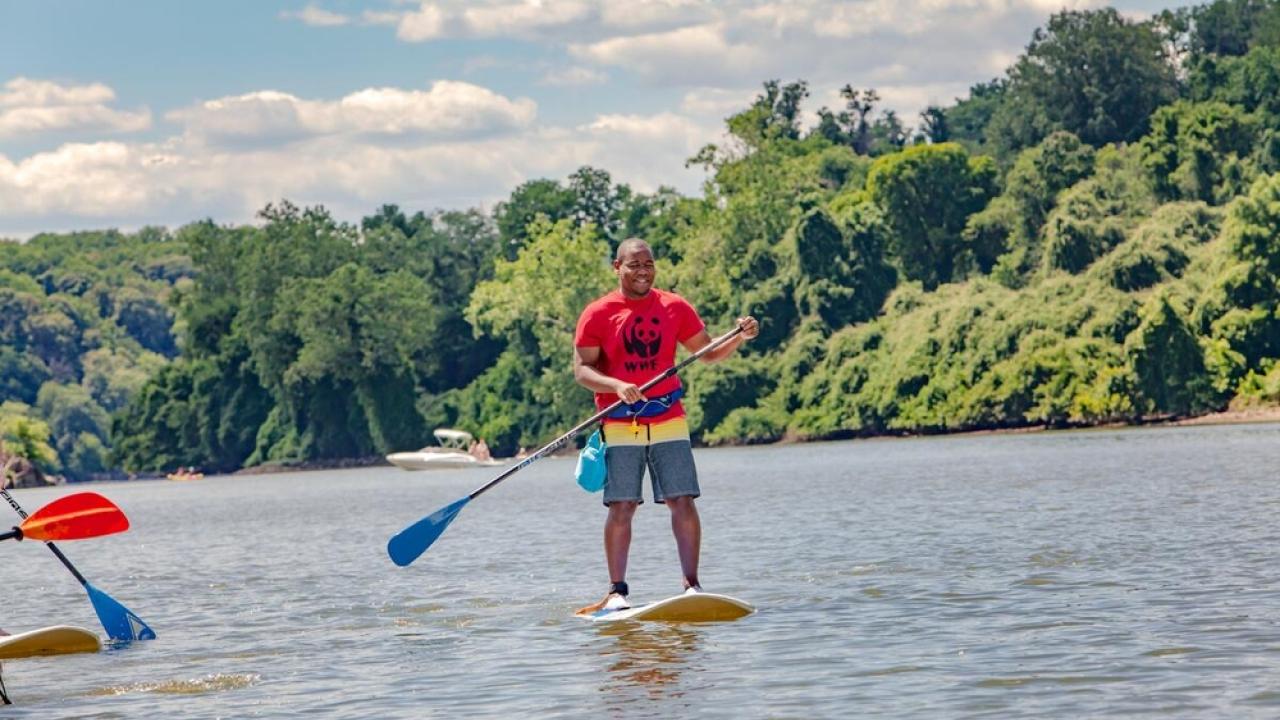 Paddler on the Potomac in Washington, DC