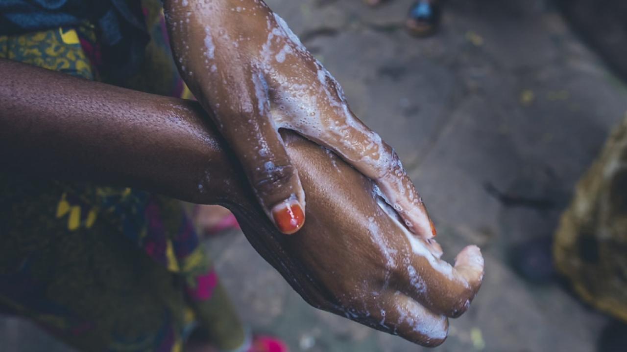 hands covered in soap and water