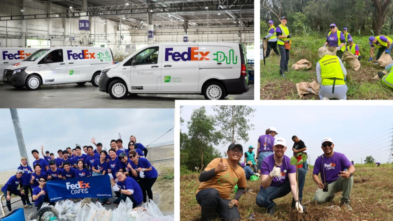 Collage of FedEx workers