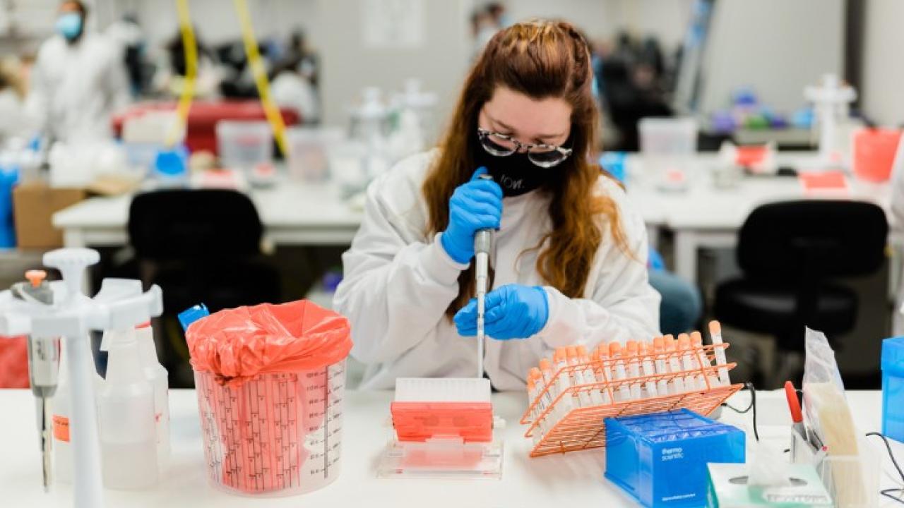 Aegis lab technician working with samples.