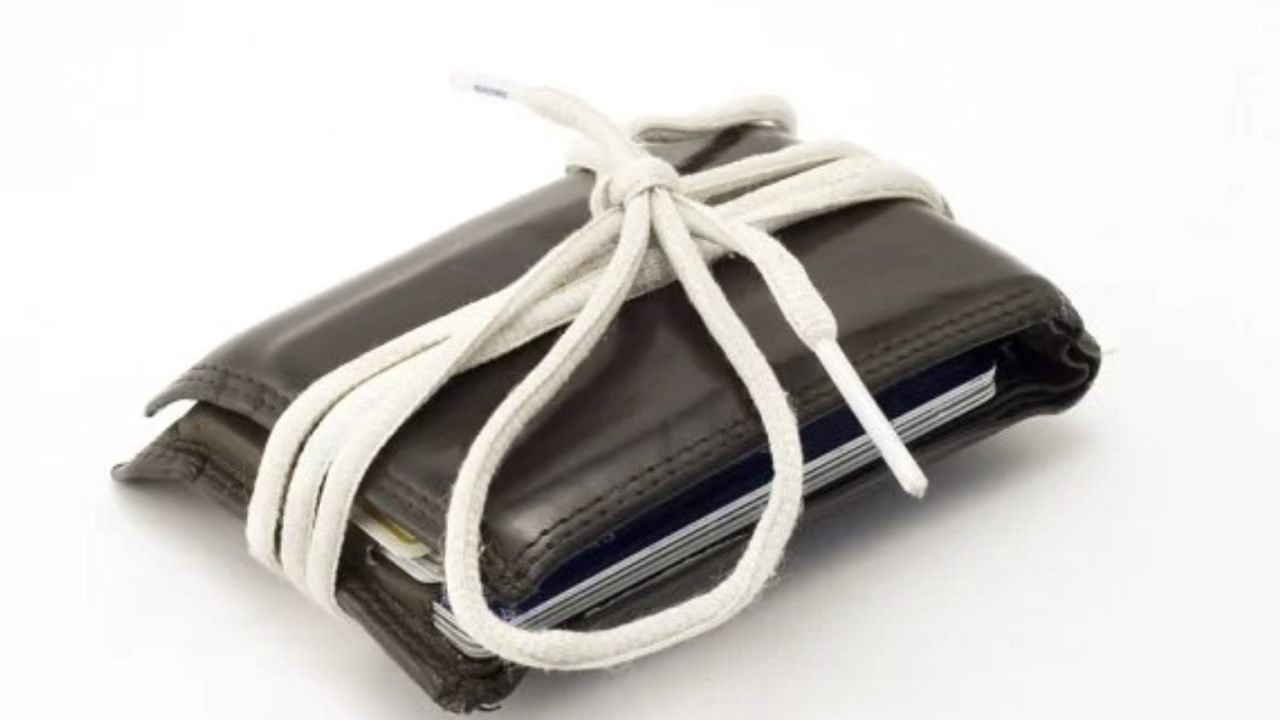 Wallet tied with a shoestring