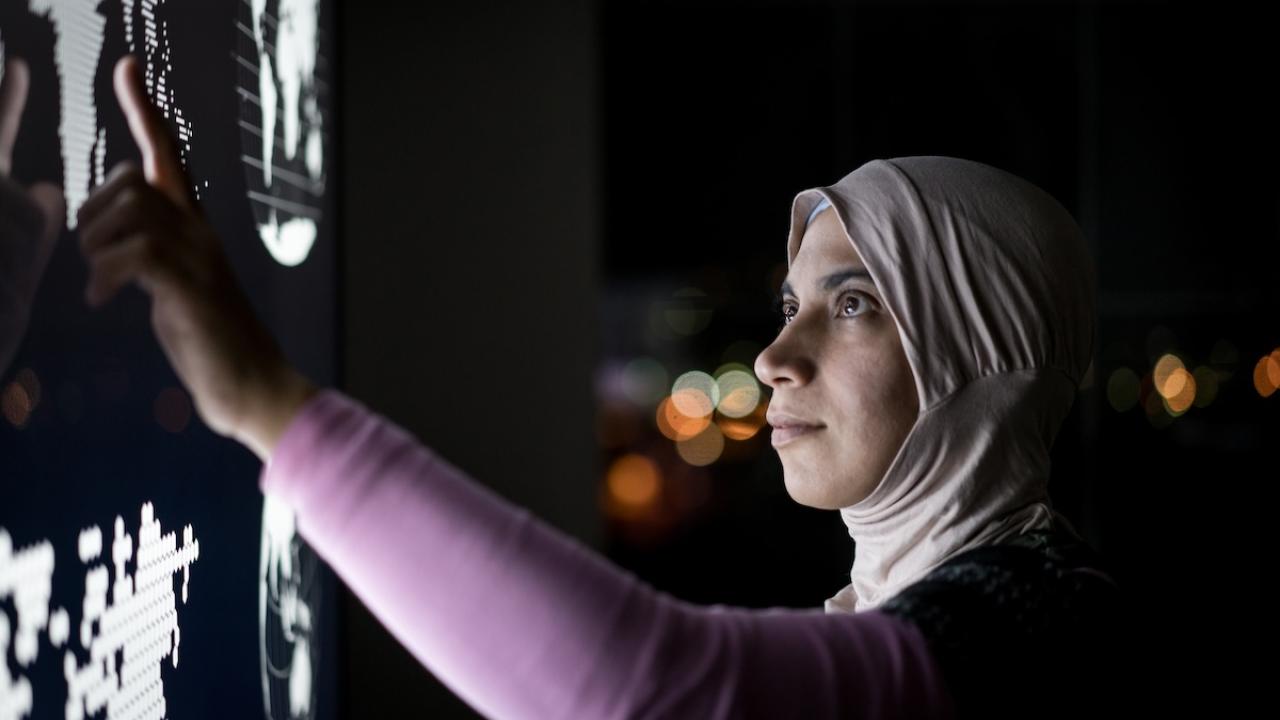 person looking at a screen