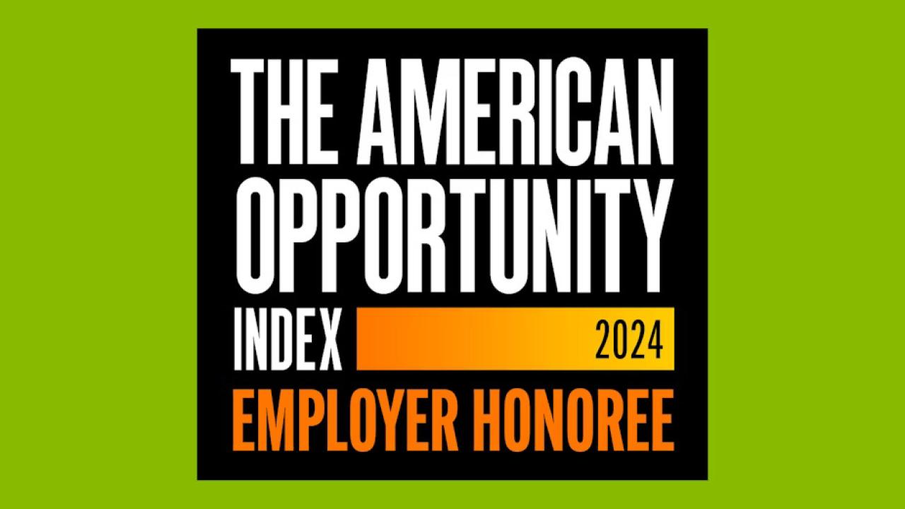 "The American Opportunity Index 2024 Employer Honoree" badge.