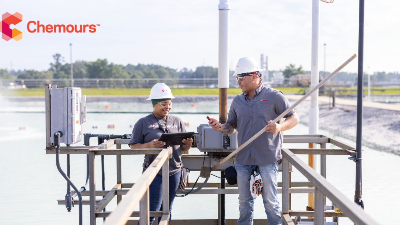 Two workers in hard hats