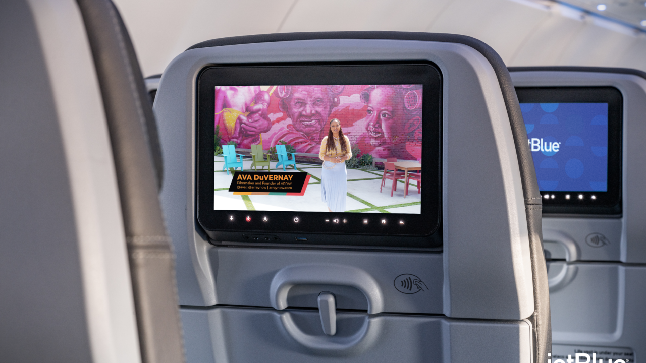 Array on a screen in a JetBlue Plane