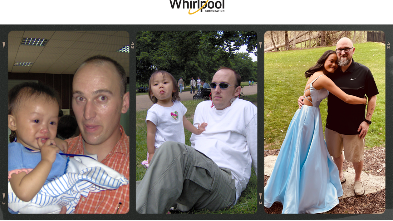 3 photos of father and daughter through the years