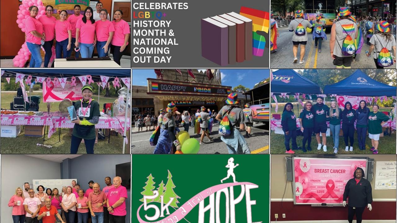 Southwire Employees celebrating Breast Cancer Awareness Month and LGBTQ+ History Month