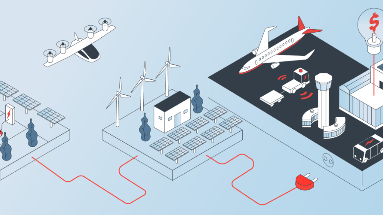 artistic rendering of an electric powered airport