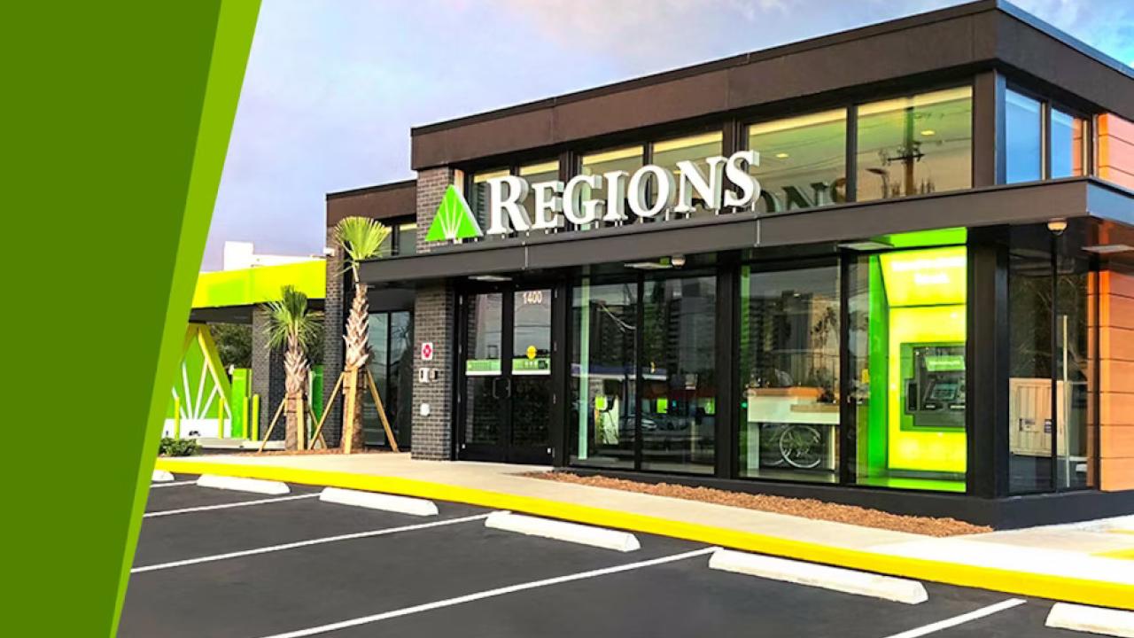 Exterior of a Regions Bank branch