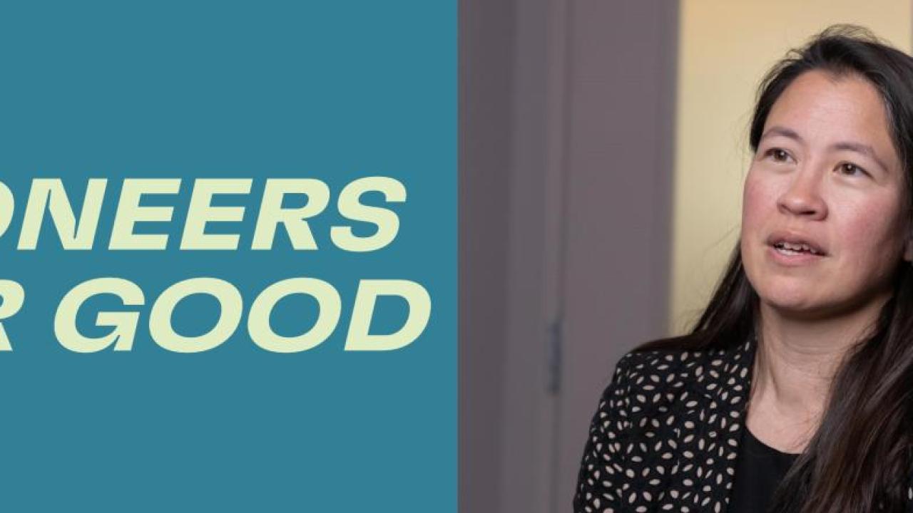 "Pioneers for Good" with image of Becky Kristopeit