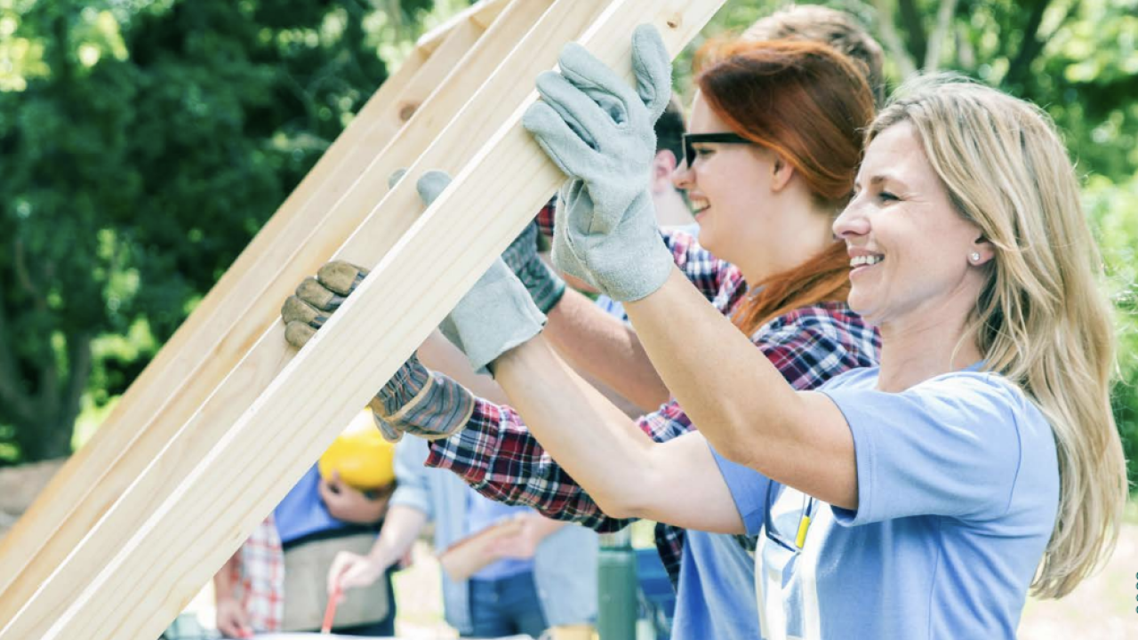 Team working together to help build 