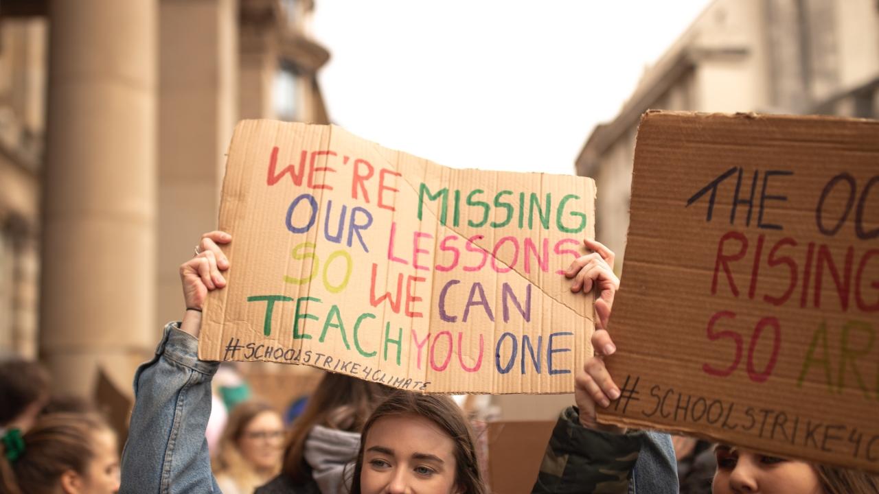Gen Z woman at a march