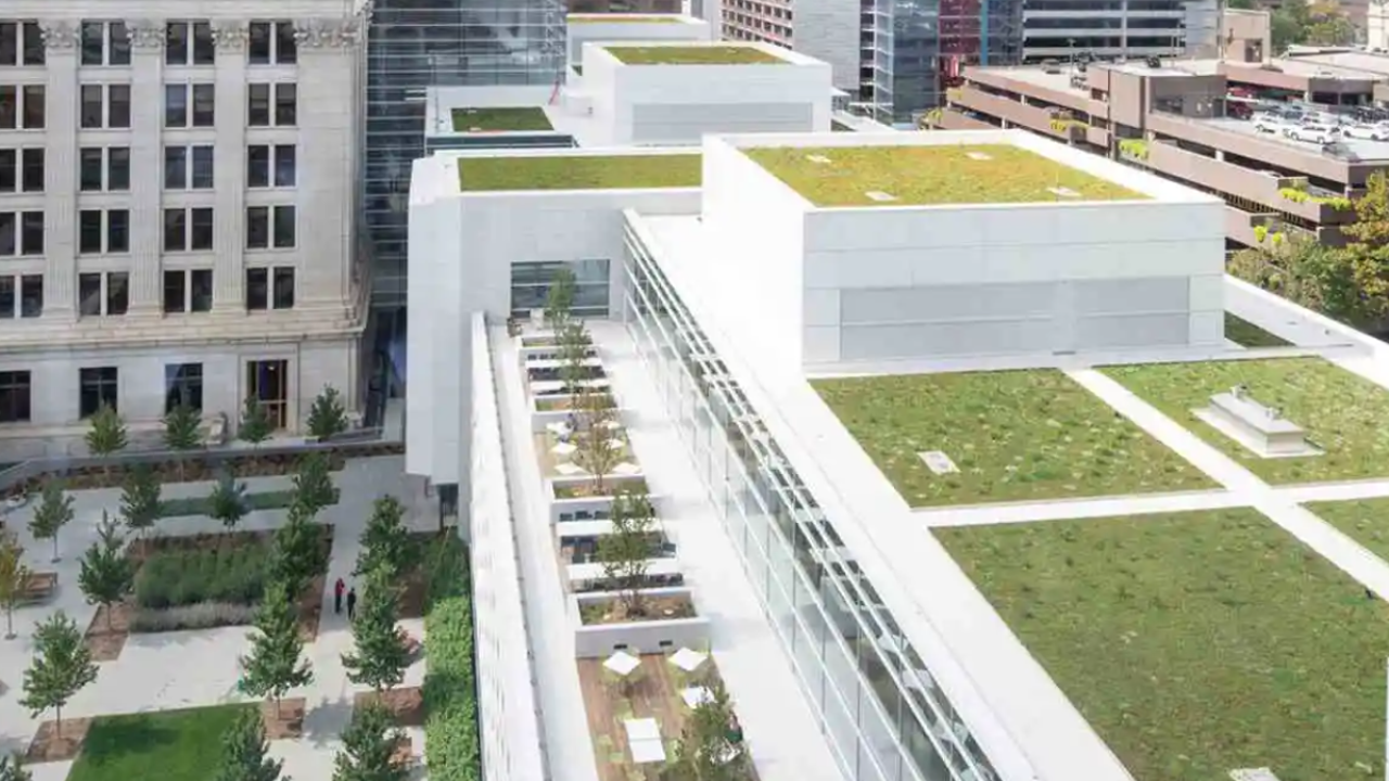 Northwestern Mutual campus with lots of green space