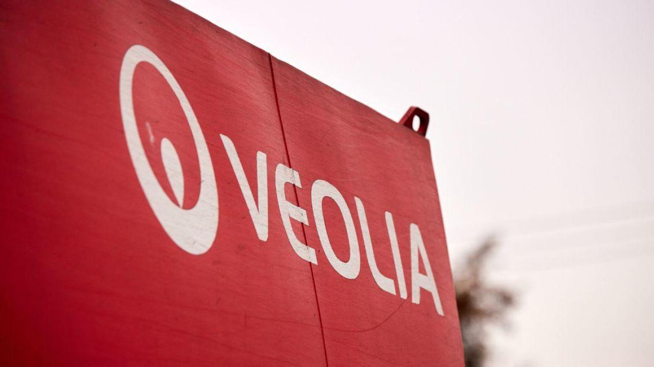 Veolia logo on a sign