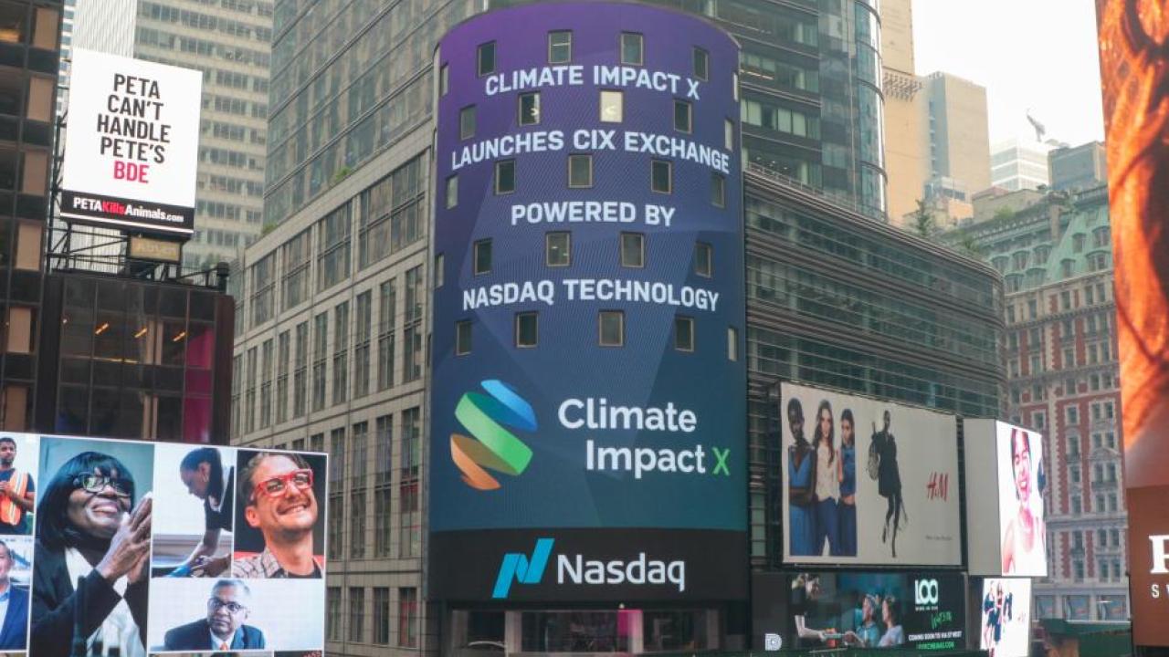 nasdaq billboard about climate impact