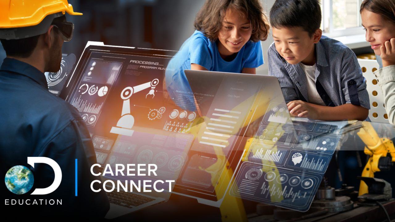 "Career Connect" with children interacting with a screen