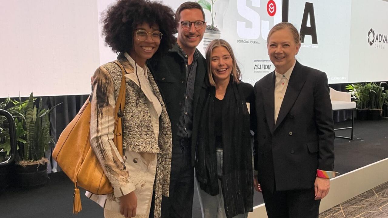 At the Sourcing Journal Sustainability Summit: Rachel Lincoln Sarnoff and Dennita Sewell with Nicholas Brown, partnership and engagement lead at Retraced, a Cascale member, and fashion designer Marissa Wilson