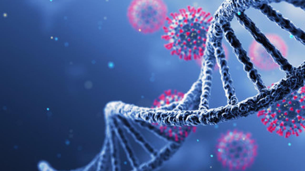 Illustration of Covid-19 and DNA