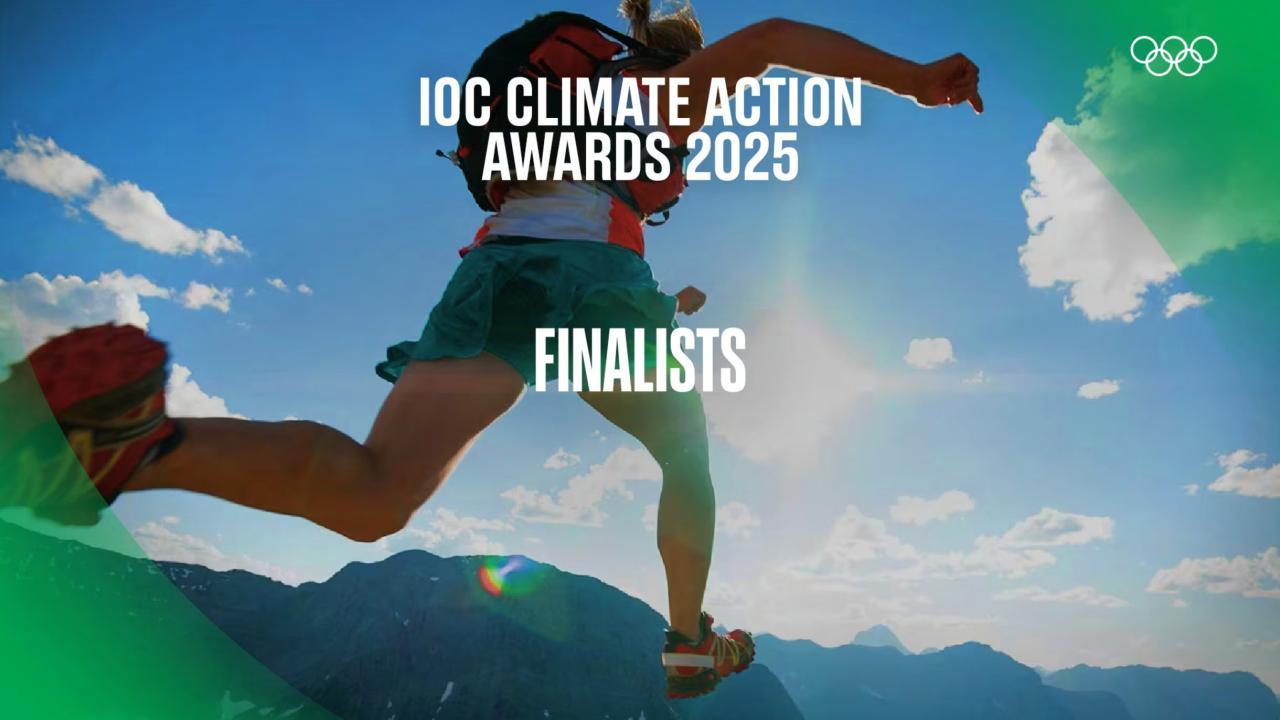 person running with "IOC Climate Action Awards 2025 Finalists"