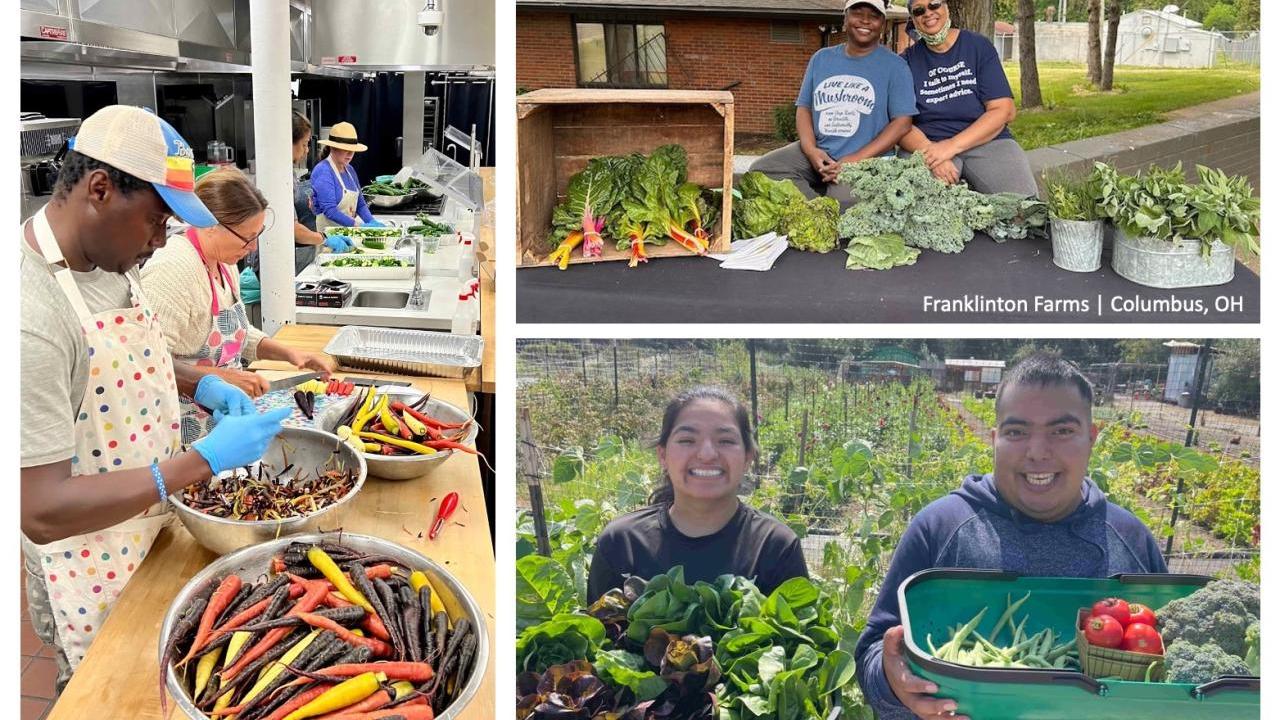collage of Community First grant awardees displaying their food