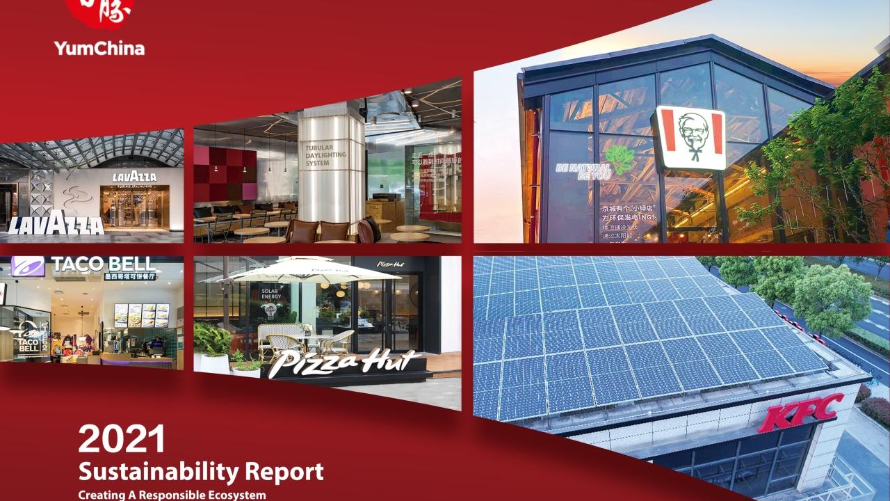 Graphic cover of Yum China Sustainability Report. 