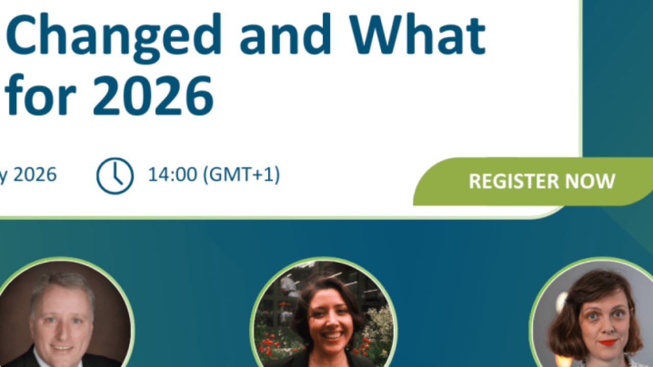 Photo showcasing the webinar title and guest speakers