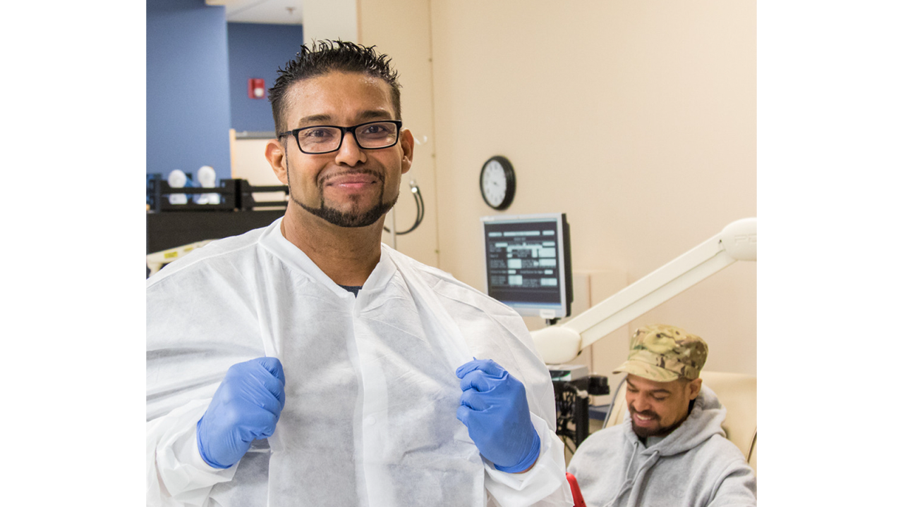 Healthcare worker and patient