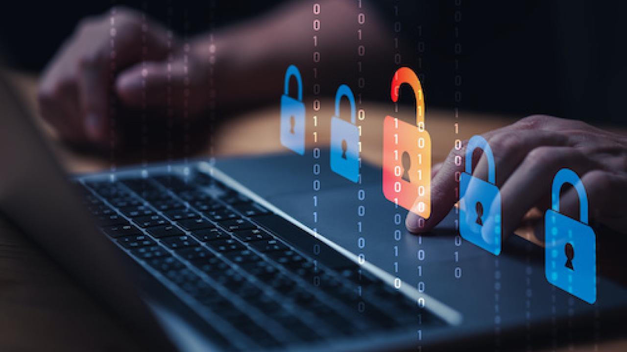 laptop with locks projected nearby