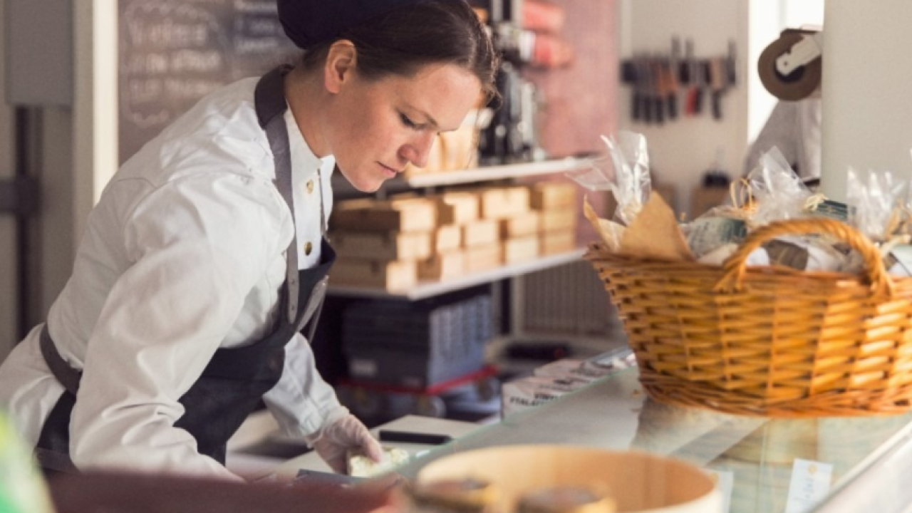 Woman working at a bakery
