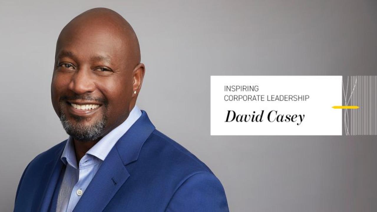 David Casey "Inspiring Corporate Leadership" and portrait of David.