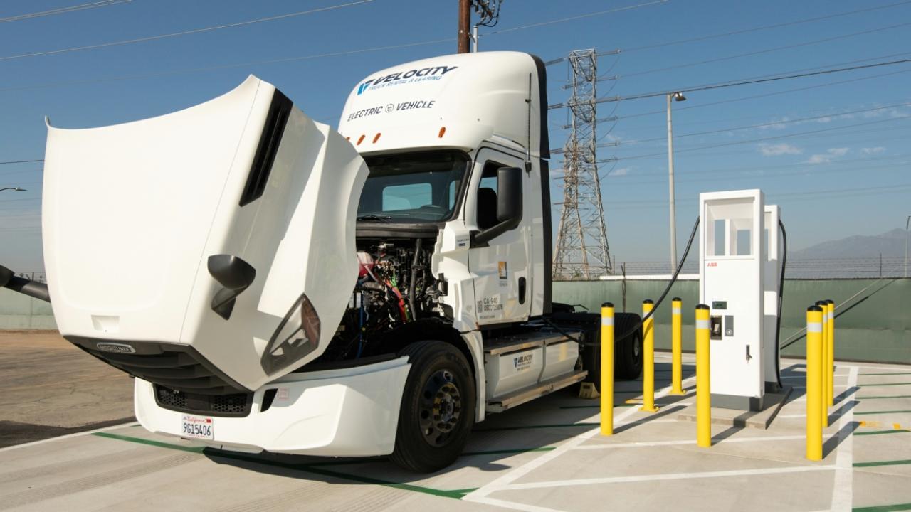 truck with front hood open